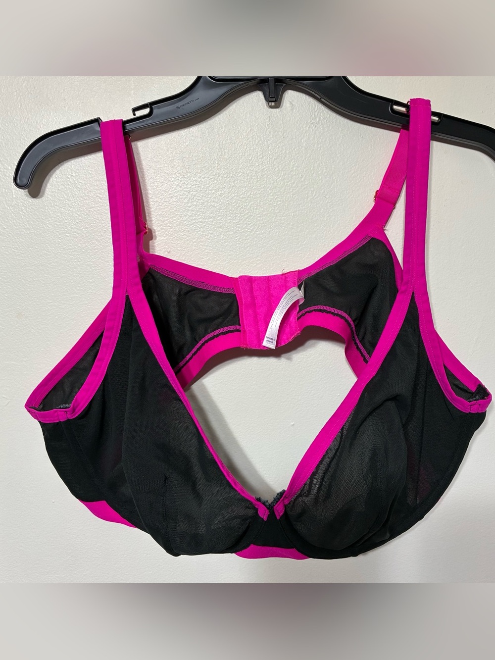 Cacique Black & Hot Pink Underwire Support Bra